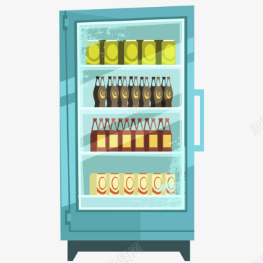 空冰箱PNG超市购物冷藏冰柜图标矢量图图标