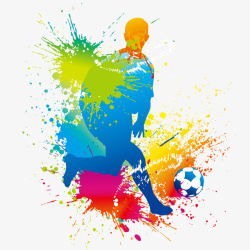踢足球运动元素彩绘矢量图素材