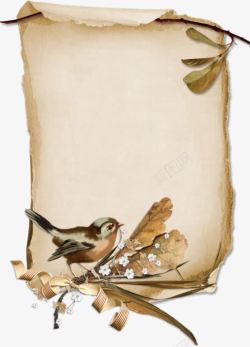 丝带小鸟画卷画卷高清图片