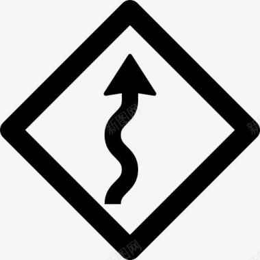 警示图标弯曲的道路警示标志图标图标