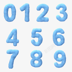 123456789蓝色手绘浮雕数字高清图片