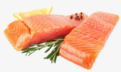海鲜产品新鲜柠檬三文鱼排系列高清图片