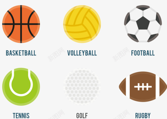 运动小图标6款彩色奥运会球类图标图标