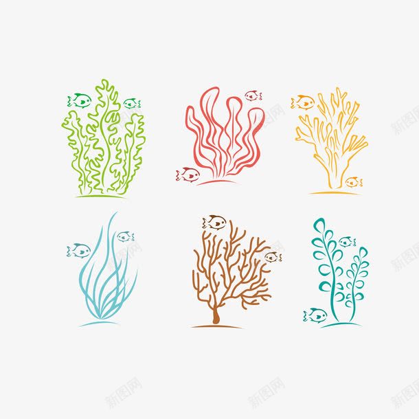 手绘线条珊瑚藻png免抠素材_88icon https://88icon.com 卡通 手绘 海底生物 海藻 珊瑚 珊瑚藻 精致 线条 鱼