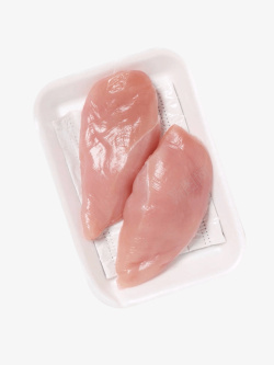 两块鸡胸肉简单实物包装好的鸡胸肉高清图片