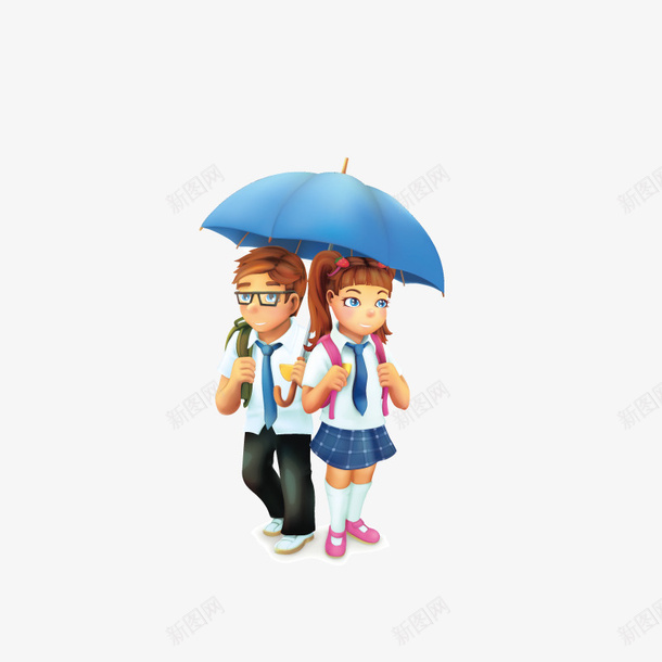 打雨伞的学生卡通图png免抠素材_88icon https://88icon.com 上学 下雨天 同学 女孩 学生 男孩 背包 雨伞
