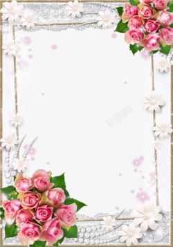 玫瑰花边相框简约花瓣相框图高清图片