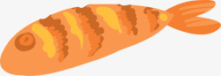 橙色卡通美味烤鱼素材