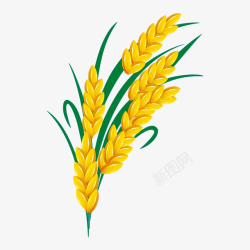 金色麦穗圆环卡通手绘水稻高清图片
