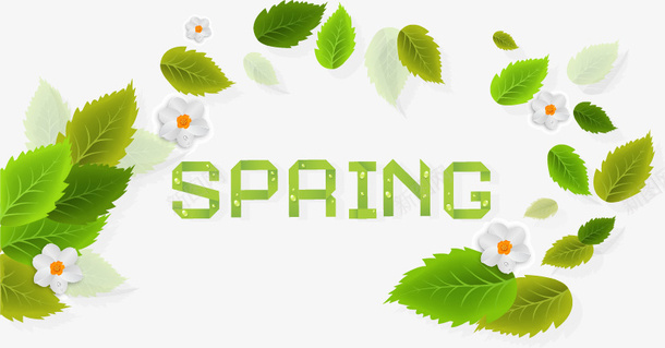 春季装饰元素矢量图ai免抠素材_88icon https://88icon.com 春天 春季 树叶 绿色 花朵 矢量图