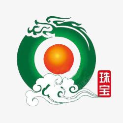 绿色珠宝翡翠珠宝龙和祥云的标志图标高清图片