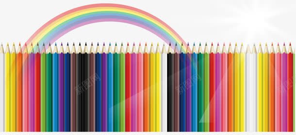 卡通彩色铅笔半透明彩虹png免抠素材_88icon https://88icon.com 亮星 卡通彩色铅笔 宣传单 彩虹