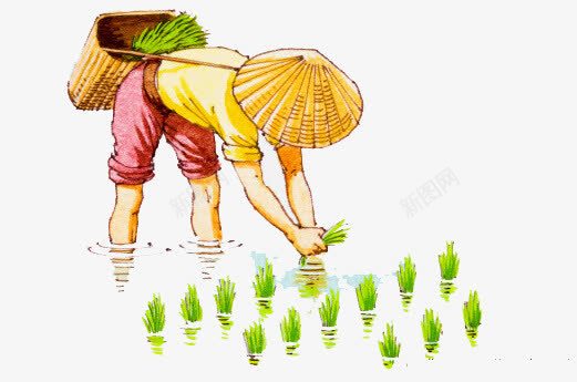 卡通农民插秧png免抠素材_88icon https://88icon.com 农民 农民人物形象 插秧 插秧卡通 水稻 种田