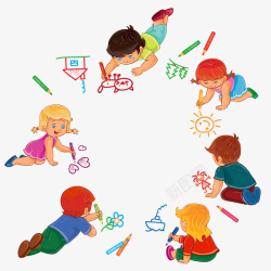 开心快乐的六个儿童玩耍做游戏快乐开心高清图片
