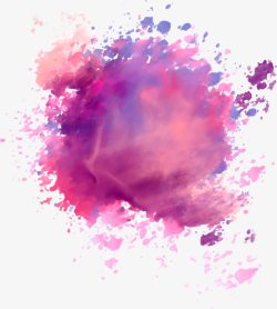 粉紫色水彩泼墨效果素材