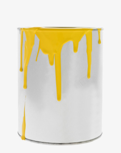 一桶黄色滴落油漆素材