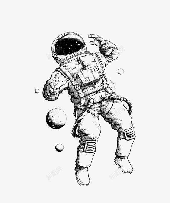 手绘宇航员png免抠素材_88icon https://88icon.com 卡通宇航员 宇航员免扣元素 素描宇航员 航天服