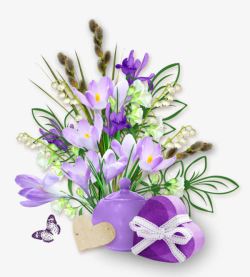 紫色花朵蝴蝶圆杯礼物盒素材