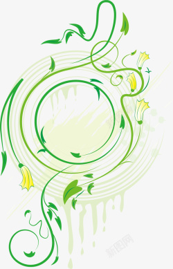 花纹绿色流线型装饰图案春天素材