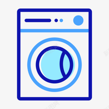 卡通蓝色狮子蓝色手绘洗衣机元素图标图标