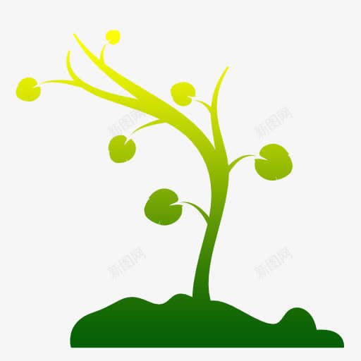 茁壮成长的树苗png免抠素材_88icon https://88icon.com 一棵树 剪纸绘画 向上生长 土地植物 幼芽幼苗 成长 树苗 黄色绿色