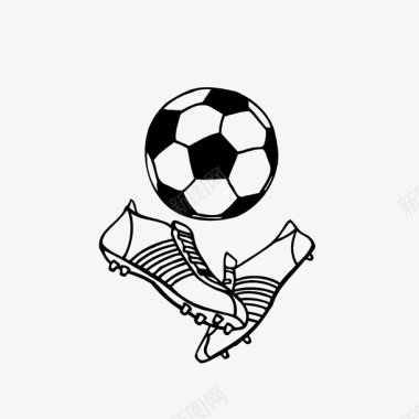 足球足球和足球鞋简笔画图标图标