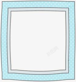 方形相框浅蓝色波点卡通手绘正方形相框高清图片