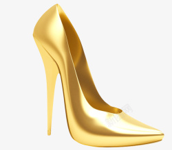 诱惑力金色女性弯曲发亮的包头高跟鞋实高清图片