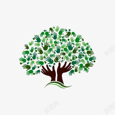 绿色小树png免抠素材_88icon https://88icon.com 创意小树 小树免扣元素 手印 手印印花 手掌 手掌印花