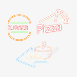 创意汉堡餐饮店霓虹灯招牌图标高清图片
