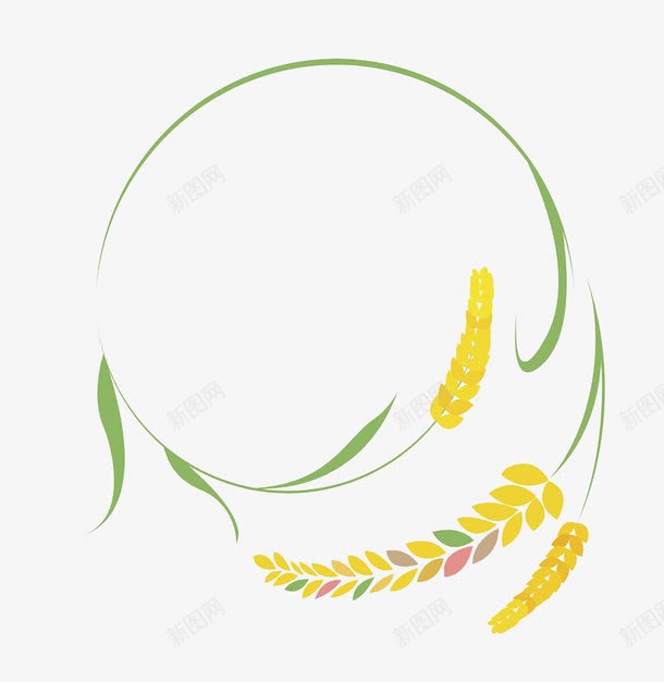 稻穗png免抠素材_88icon https://88icon.com 圆环 稻子 粒粒 绿色 绿色水稻 金色麦穗 黃色稻穗