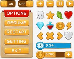 游戏金币图标游戏UI交互策略游戏按钮矢量图高清图片