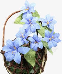 蓝色春天简约花朵素材