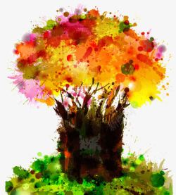 个性树彩墨树矢量图高清图片