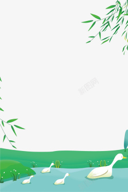 绿色清新春季海报背景素材