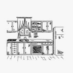 黑色的冰箱图像厨房线稿图图标高清图片