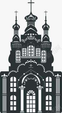 黑色古典城堡婚礼logo图标图标