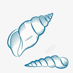 手绘的海螺手绘蓝色海螺高清图片