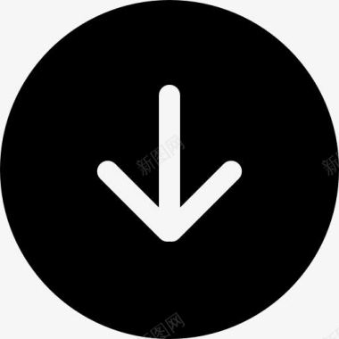 按钮向下箭头的黑色圆形按钮图标图标