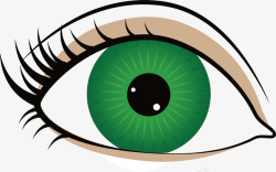 绿色瞳孔手绘美丽大眼睛图标矢量图高清图片