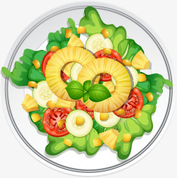 卡通蔬菜沙拉手绘卡通美食拼盘蔬菜沙拉高清图片