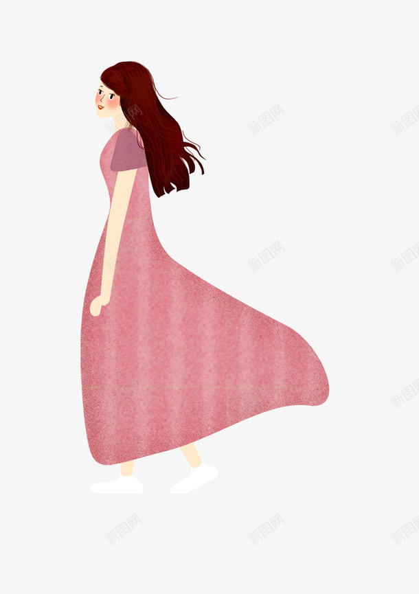 手绘人物插图春天踏青的女孩png免抠素材_88icon https://88icon.com 人物插图 女孩 手绘 春天 粉色长裙 踏青