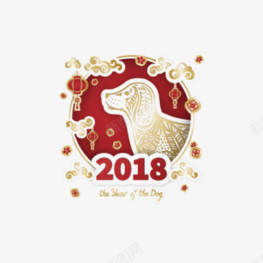 新年灯笼素材模板2018狗年快乐可爱图标图标