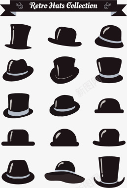 中老年人帽子黑色时尚潮男元素图标图标