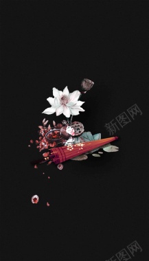 中国古风莲花海报背景模板背景