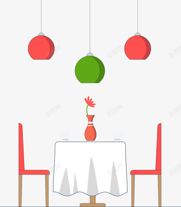 餐桌餐椅和挂灯卡通图png免抠素材_88icon https://88icon.com 卡通 家具 家居用品 彩色挂灯 装修 餐桌 餐椅