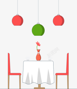 餐桌餐椅和挂灯卡通图素材