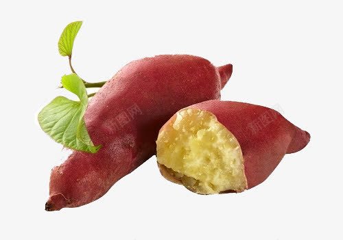红薯png免抠素材_88icon https://88icon.com 农产品 剥开的红薯 叶子 地瓜 粮食 红薯 绿色植物 美食