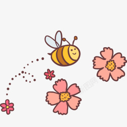 春天蜜蜂卡通植物和蜜蜂高清图片