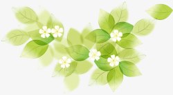 绿色手绘清爽花朵植物素材